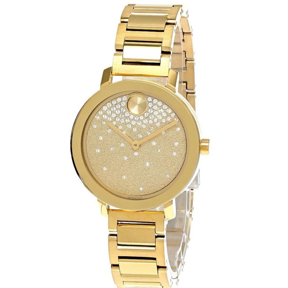 MOVADO Bold Evolution Women’s Watch with Crystal Accent 34MM Gold Dial